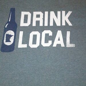 Drink Local Collectible T-shirt  Size Small  PTP 17" Length 26" Color Blue  50%